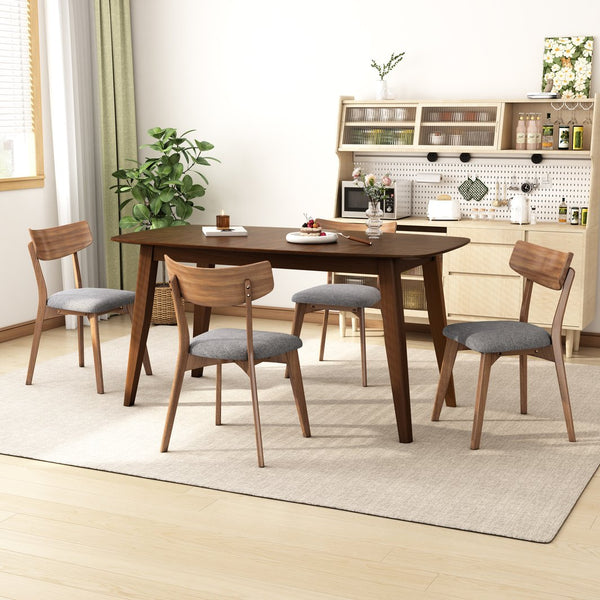 English Elm Christopher Knight Home® - 5 Mid-Century Walnut Dining Set with Upholstered Dark Grey Chairs (4) and 59" Wood Table, Cozy Modern Appeal N768P189387D_4_N768P176643W