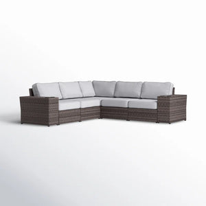 English Elm 102" Reversible Outdoor Wicker Sectional Sofa with Cushions, 4-Seater, Aluminum Frame, No Assembly Needed B120S00011