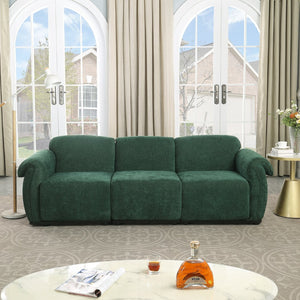 English Elm 102 Inch Linen Modular Sectional Sofa with Hidden Storage and Cloud Cushion Comfort Green W1099S00203