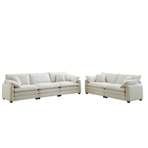 English Elm Family Corduroy Sofa Set Beige — Deep Seat 2‑ and 3‑Seater, Retro Style, Memory Foam Comfort, Easy Assembly W714S00686