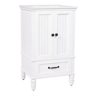English Elm 20" Bathroom Vanity with Sink Modern MDF Cabinet with Ceramic Top, Drawer, Magnetic Door Stopper White N725P195132K