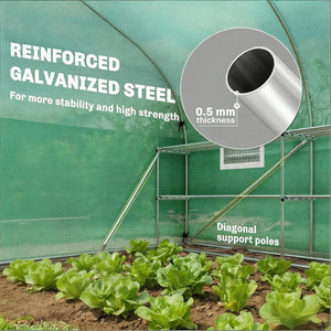 English Elm Garden Walk-in Tunnel Greenhouse with Galvanized Steel Frame and Uv-resistant Pe Cover Green T3971P481638