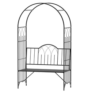 English Elm Outsunny Metal Arbor Bench For Climbing Plants, 2-Person Loveseat & Garden Trellis, Durable & Elegant W2225P200849-GIGA