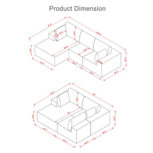 English Elm 108.3" Modular Cloud Sectional Corduroy Upholstered L Shape Sofa for Living Room Black W1097S00221