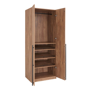 English Elm Lee 32" Elegant Golden Brown Wardrobe Closet With Adjustable Shelves & Soft-Close Doors For Small Spaces B365S00133