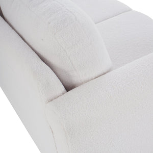 English Elm Comfy Mid-century Modern Loveseat with Walnut Legs Teddy Fabric 2-seat Small Space Sofa White W2308P463600