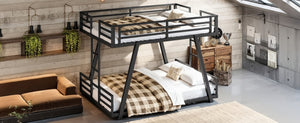 English Elm Twin Over Metal Bunk Bed with Led Lights Usb Ports Drawers and Sofa Conversion W5305S00054