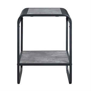 English Elm Modern End Table With Faux Concrete Top & Matte Black Metal Frame - Stylish Storage For Any Room B2741P337031