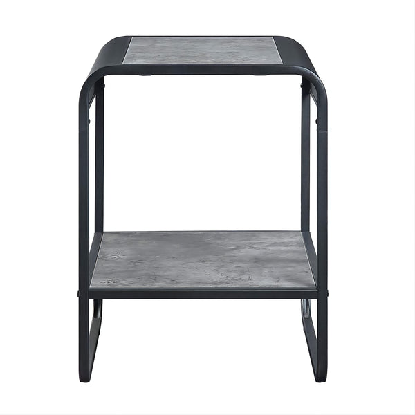 English Elm Modern End Table With Faux Concrete Top & Matte Black Metal Frame - Stylish Storage For Any Room B2741P337031