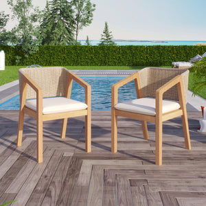 English Elm Christopher Knight Home® - Dining Rope-Backrest Chair Set of 2 with Removable Cushions, Acacia Wood Frame, Non-Slip Pads, Straps N779P210772L