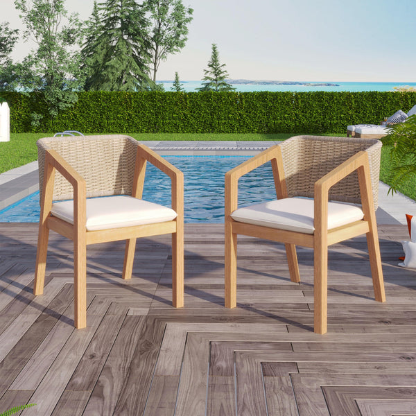 English Elm Christopher Knight Home® - Dining Rope-Backrest Chair Set of 2 with Removable Cushions, Acacia Wood Frame, Non-Slip Pads, Straps N779P210772L
