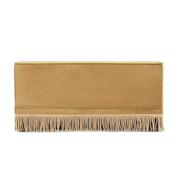 English Elm Duchess Regency Tufted Pet Sofa with Fringe Skirt Velvet Upholstery for Small Dogs Yellow B2719P479030