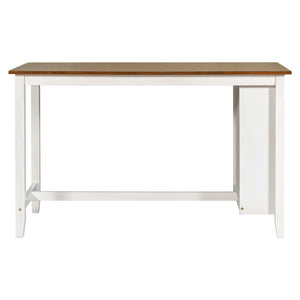 English Elm TOPMAX Counter Height Rustic Farmhouse 5-Piece Dining Set for 4 with Stacked Storage Shelves, Beige Upholstery White SP001134AAK