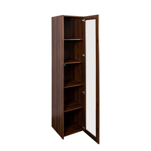 English Elm Display Cabinet Glass Doors Curio with 5 Shelves and LED Lighting, Dustproof Bookcase for Dolls Decor W331P281123