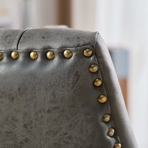 English Elm A&A Handcrafted Sheepskin-Pattern Office Chair with High-Rebound Foam, Solid Wood & Steel Legs, Retro Gray W1143P202751