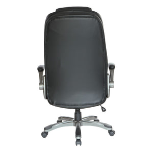 OSP Home Furnishings Bonded Leather Executive Office Chair with Lumbar Support and Ergonomic Adjustable Seat Titanium ECH620867-EC3