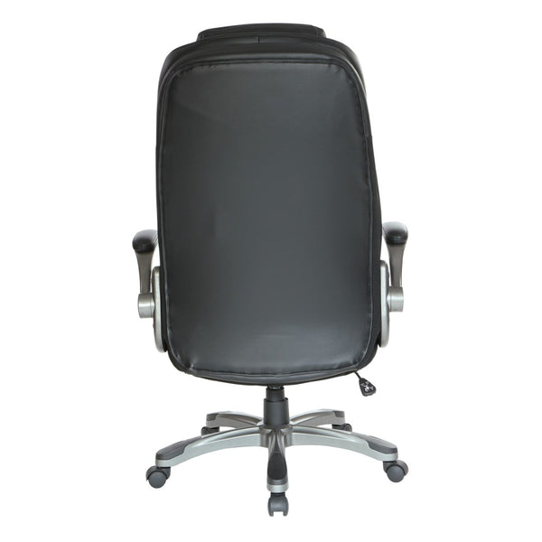 OSP Home Furnishings Bonded Leather Executive Office Chair with Lumbar Support and Ergonomic Adjustable Seat Titanium ECH620867-EC3