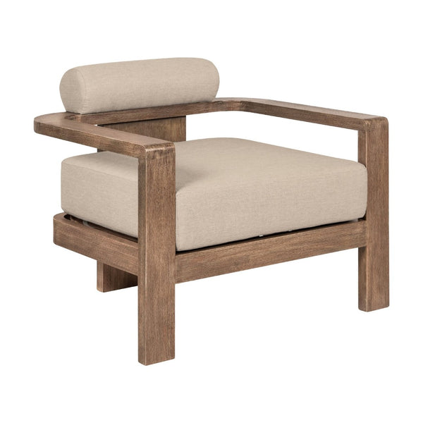 English Elm Relic Outdoor Eucalyptus Lounge Chair with Fade Resistant Olefin Cushions for Patio B2736P464820