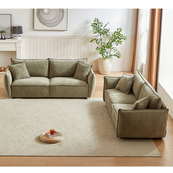English Elm 3-Seater Modern Combo Sofa With Convertible Design, Soft Chenille Fabric & 4 Pillows For Comfort W1193S00111