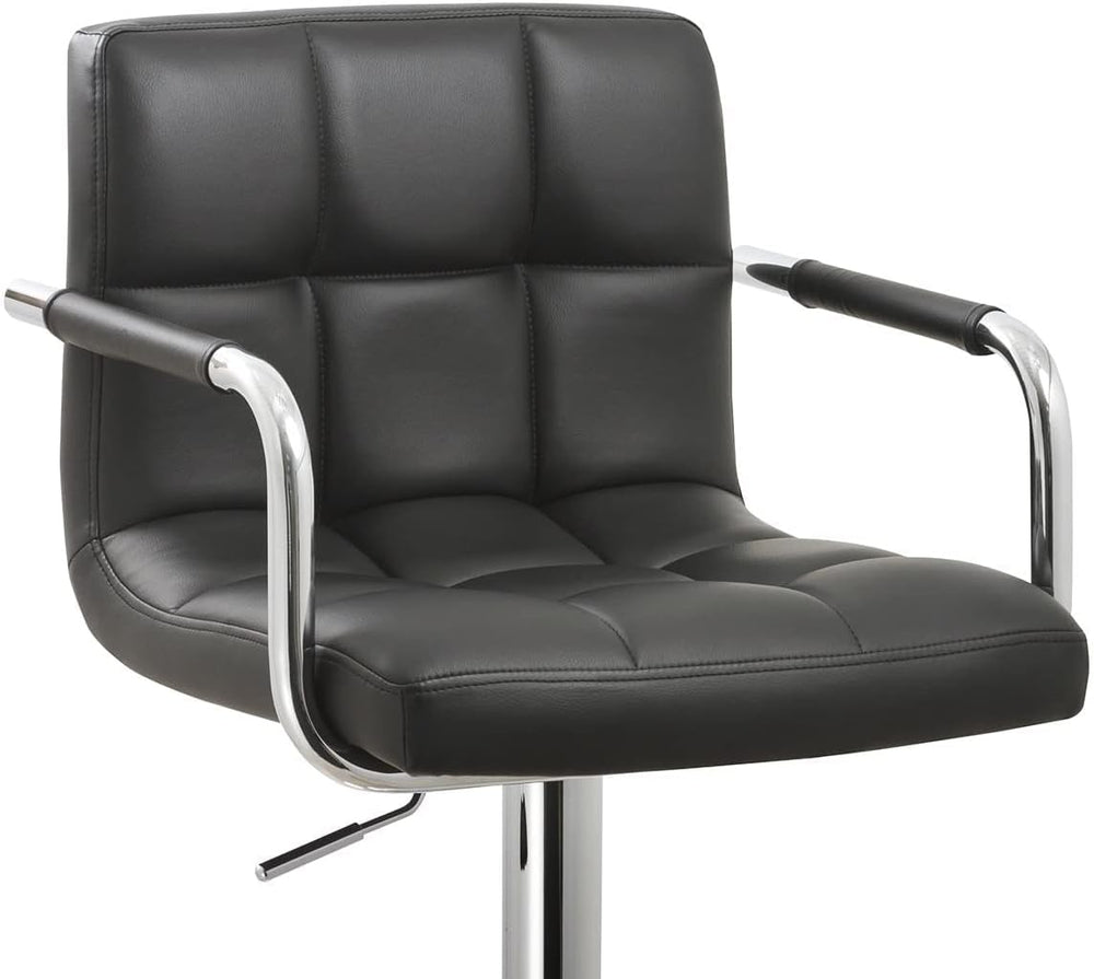 English Elm Contemporary Adjustable Swivel Arm Bar Stool with Faux Leather Cushion, 24"-33" Height, Chrome Base B347P349416