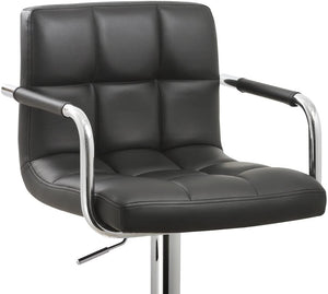 English Elm Contemporary Adjustable Swivel Arm Bar Stool with Faux Leather Cushion, 24"-33" Height, Chrome Base B347P349416