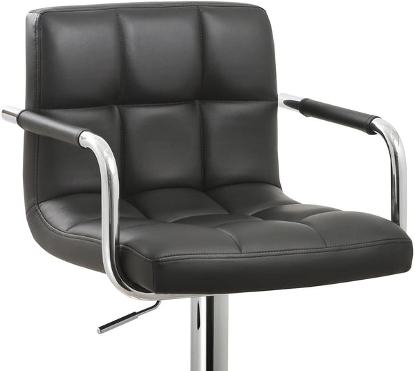 English Elm Contemporary Adjustable Swivel Arm Bar Stool with Faux Leather Cushion, 24"-33" Height, Chrome Base B347P349416