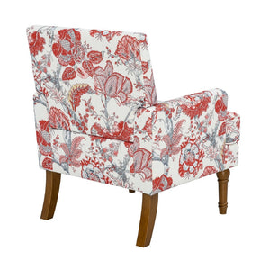 English Elm Accent Slipper Chair Botanical Tapestry Upholstery Nailhead Trim Solid Wood Legs Farmhouse Red W5568P445702