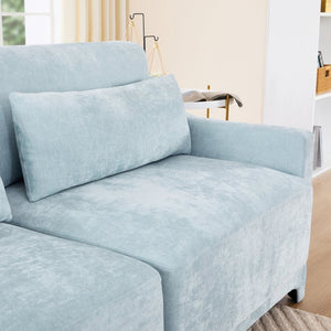 English Elm Three-Seater Sofa In Sky Blue Chenille - Ergonomic Design With Lumbar Pillow, Perfect For Any Space! W714S01206-GIGA