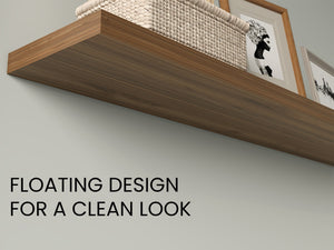 English Elm Floating Shelves 2-Tier Mahogany Finish - Stylish Wall-Mounted Storage For Home & Office Decor B097P250912