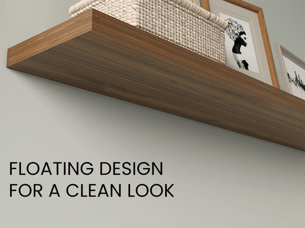 English Elm Floating Shelves 2-Tier Mahogany Finish - Stylish Wall-Mounted Storage For Home & Office Decor B097P250912