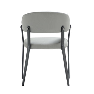 English Elm Belle Metal Upholstered Dining Chair in Stone Gray — Plush Foam Seat, Curved Back, Commercial Grade Modern Design B365P397750