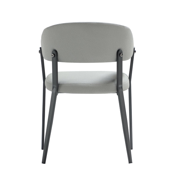 English Elm Belle Metal Upholstered Dining Chair in Stone Gray — Plush Foam Seat, Curved Back, Commercial Grade Modern Design B365P397750