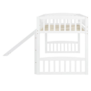 English Elm Twin Loft Bed with Built in Slide Ladder Pine Wood Frame Kids Bedroom White N708P242135K