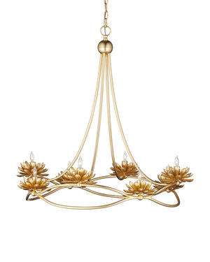 Currey & Company Cyrene Gold Chandelier - 32" Dimmable Floral Light Fixture With Adjustable Drop & Elegant Design Gold Wrought Iron 9000-1278-currey-company