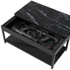 English Elm Rectangular fingerprint-secure coffee table with hidden safe, waterproof steel build and modern style Black W396P307337