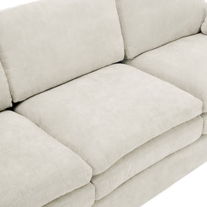 English Elm 89" Plush Chenille 3-Seater Sofa with Double-Layer Cushions, Deep Seating, Removable Lumbar Pillow, Elegant Stitching Beige N719P251497A