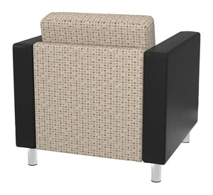 OSP Home Furnishings Pacific Vinyl Club Armchair with Chrome Legs for Modern Living Room Lounge Seating Luna Black PAC51-K100/R107