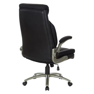 OSP Home Furnishings Big and Tall Ergonomic Office Chair with Lumbar Support Leather Seat 400 Lb Capacity Black ECH14517BT-EC3