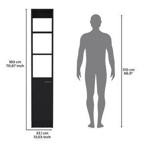 English Elm Linen tall storage cabinet with single door and 6 adjustable shelves, sleek handle and modern finish Black 46 L x 18.8 W x 5.11 H B097P199754