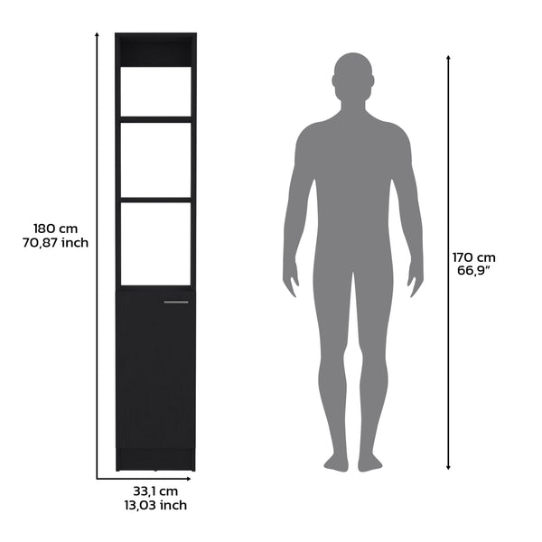 English Elm Linen tall storage cabinet with single door and 6 adjustable shelves, sleek handle and modern finish Black 46 L x 18.8 W x 5.11 H B097P199754