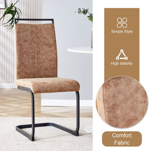 English Elm Table Modern Minimalist Grey Marble Mdf Dining Set With 6 Comfortable Brown Chairs & Metal Frame W1151S02682-GIGA