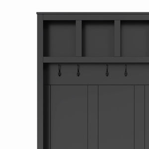 English Elm Farmhouse Hall Tree Walnut Bench Two-tone Entryway Organizer with Six Hooks Shoe Storage N721S000044B-1