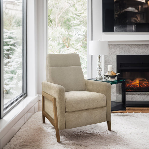 JLA Home Chapel Hill - Recliner Luna modern upholstered recliner with exposed wood frame, ergonomic support, ready-to-use relaxation Beige CH103-0043