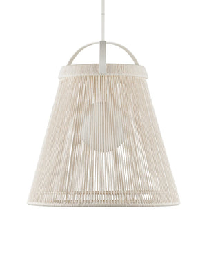 Currey & Company Parnell Medium White Pendant Light - Elegant Bell-shaped Design With Adjustable Chain For Versatile Style Ivory Kraft Paper Twine ,Glass ,Wrought Iron 9000-1302-currey-company