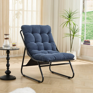 English Elm Patio Sling Recliner with Ottoman Steel Frame Corduroy Cushion Indoor Outdoor Lounge W640P443492
