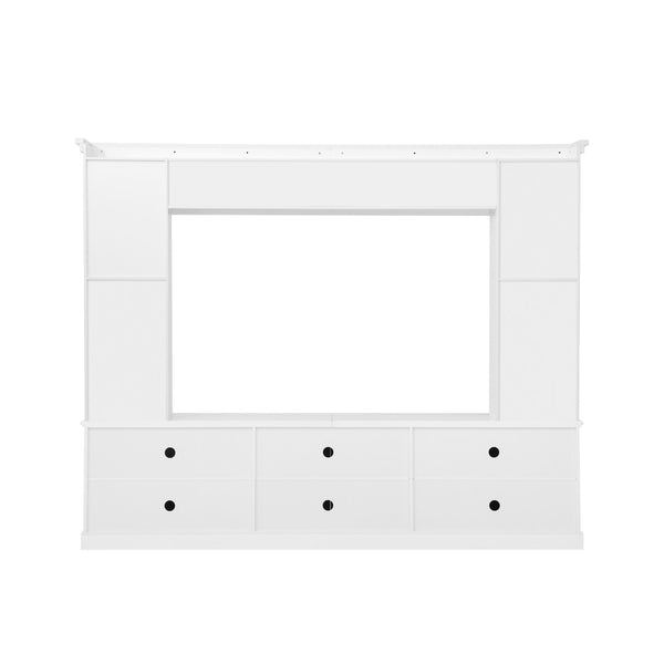 English Elm All-in-one Modern Entertainment Center with Bookcase Shelves for Living Room Display White N710S688101K
