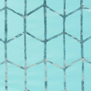 JLA Home Intelligent Design - Total Metallic Print Grommet Curtain Panel with 100% Blackout Foamback, Insulating Silver Geometric Design Aqua/Silver ID40-1617