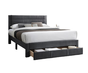 English Elm Luxury Corduroy Platform Full Bed with Storage Drawer and Channel Tufted Headboard B011P418592