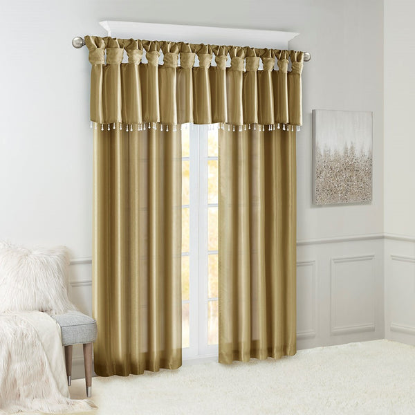 English Elm Twist Emilia Lined Faux Silk Window Curtain Panel 50x108 with Twist Tab Top, Privacy Lining, Sheen Bronze 3 L x 10.04 W x 9.06 H B03598092