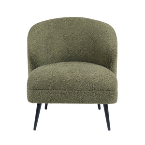 English Elm Luxury Boucle Accent Chair with High-Density Foam, Curved Mid-Century Design, Plush Seat Comfort Green 26.5 L x 29.5 W x 22 H B011P283280